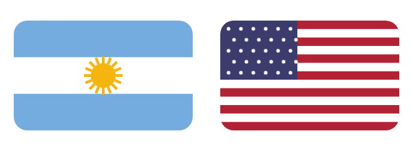Banderas de Argentina y Estados Unidos